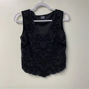 MSK‎ Black Bejeweled Top Size Medium